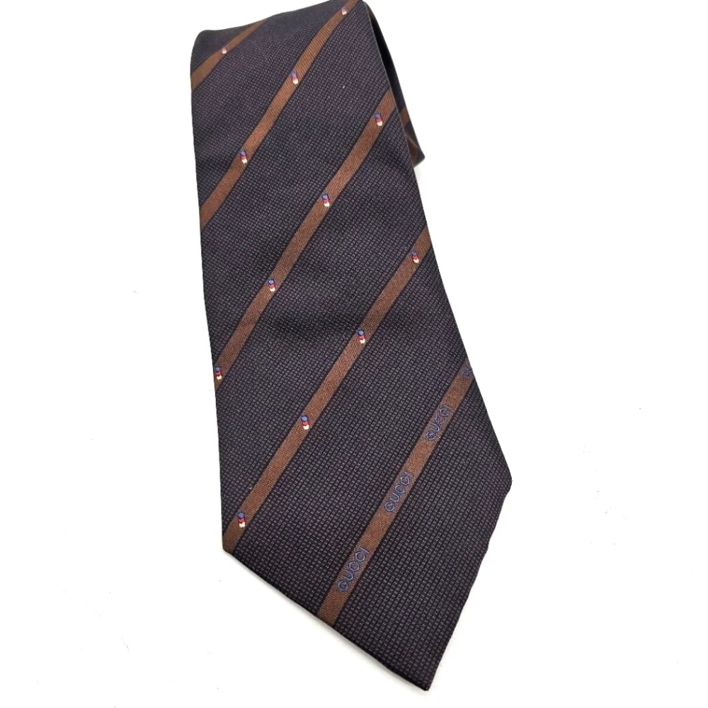 Gucci Vintage Made In Italy Silk Stripe Tie